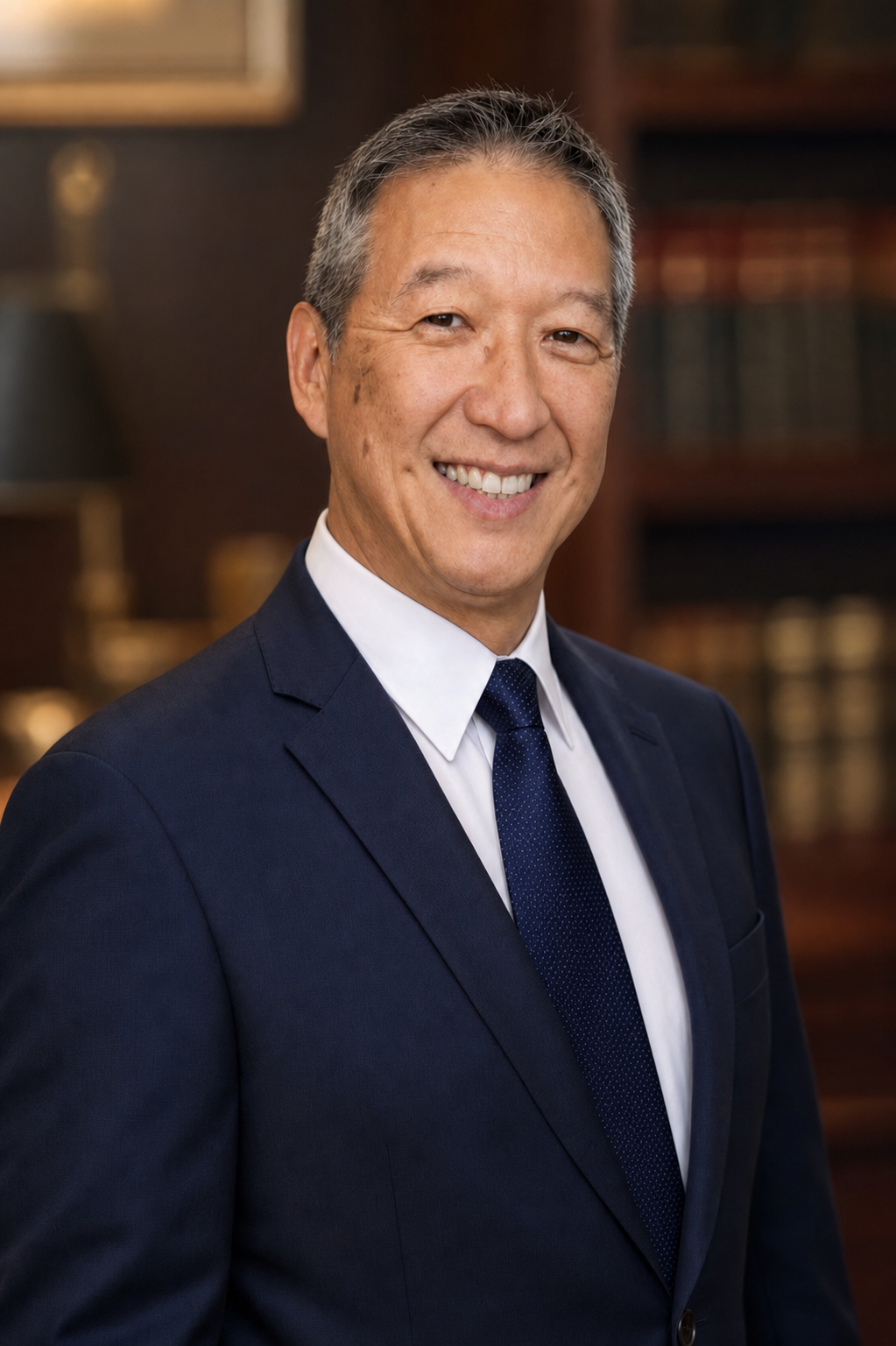 Attorney David Cho seated in his office